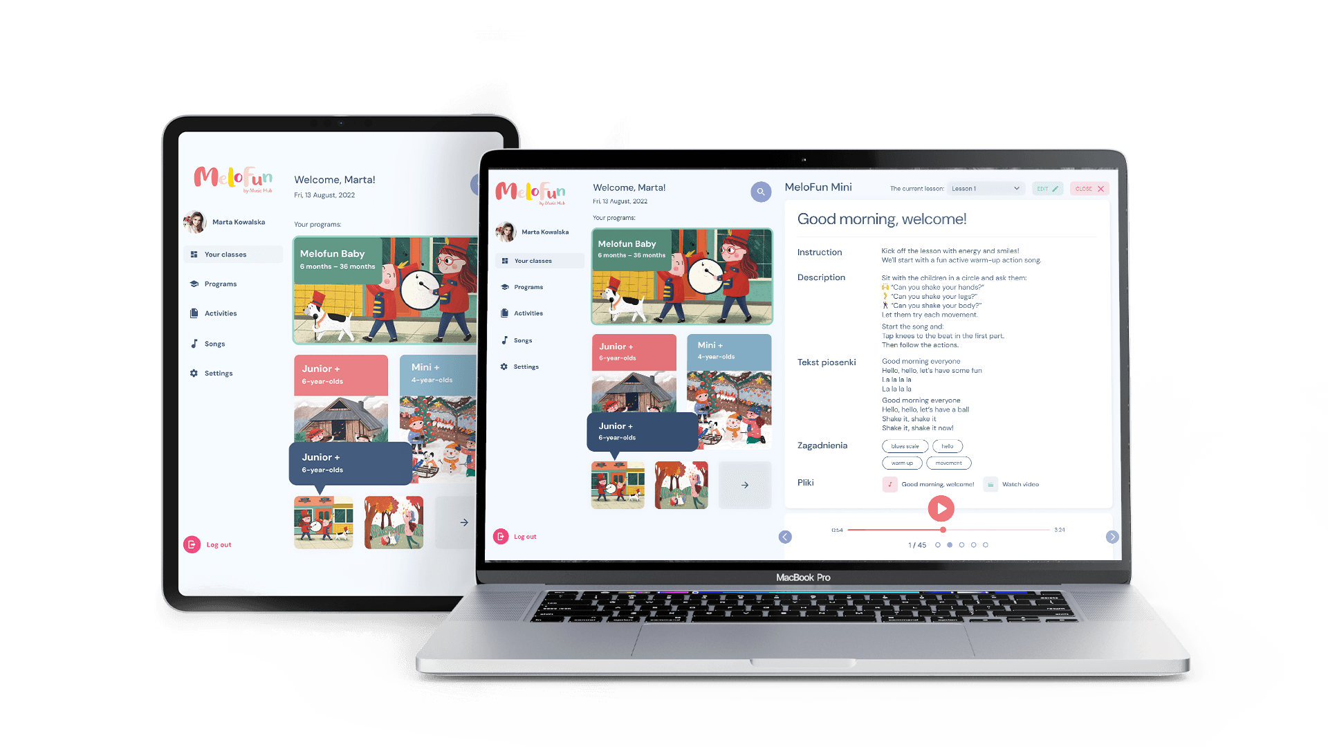 MeloFun platform on laptop and tablet